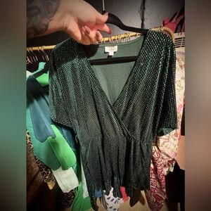 Hunter green velvet romper UNIQUE VINTAGE BRAND